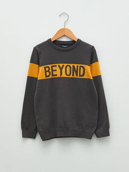 Bisiklet Yaka Desenli Uzun Kollu Erkek ?ocuk Triko Kazak