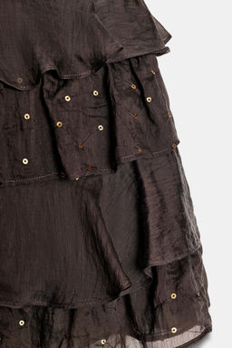 MINI SKIRT WITH RUFFLES AND SEQUINS - Zara фото 16