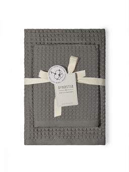 Набор полотенец вафельных 2шт 70x140, 50x90 темно-серый вафельное полотно