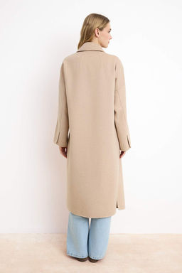 Vizon %100 Yunlu Handmade Baglamal? Oversize Uzun Kaban TWOAW26KB00077 - Trendyolmilla фото 5