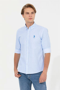 Мужская голубая рубашка с длинным рукавом - U.s. polo assn фото 4