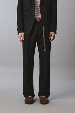 PANTAL?N TRAJE TWILL 100% LINO AARON LEVINE X ZARA / Negro  фото 2