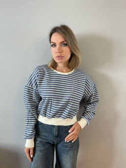 K11149 Свитшот OVER SIZE СИНИЙ