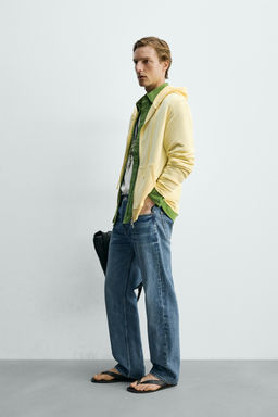 SUDADERA LYOCELL - ALGOD?N CREMALLERA CAPUCHA / Amarillo claro - Zara фото 4