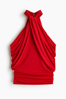 Top drapeado con hombros cut-out