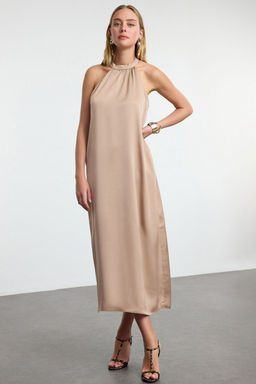 Tas A-Kesim Saten Dokuma Midi Elbise TPRAW25EL00149 - Trendyolmilla фото 2