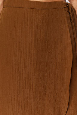 TRENDYOLMILLA Camel Kruvaze Kapama Baglama Detayl? Midi Dokuma Etek TWOSS24ET00052 фото 12