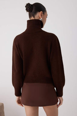 Wardrobe Essentials Kahverengi Yunlu Premium IplikFermuarl? Basic Triko Kazak | TWOAW26KZ00071 - Trendyolmilla фото 4
