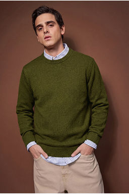Haki Oversize/Geni_ Kesim Bisiklet Yaka Kazak TMNAW26KZ00012