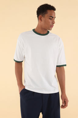 TRENDYOL MAN Unisex Saks Oversize/Genis Kesim Kollar? Seritli %100 Pamuklu T-Shirt TMNSS25TS00099 - Trendyolmilla фото 2