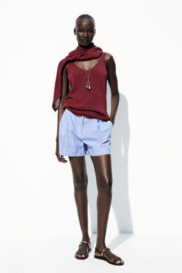 STRIPED BERMUDA SHORTS WITH BELT