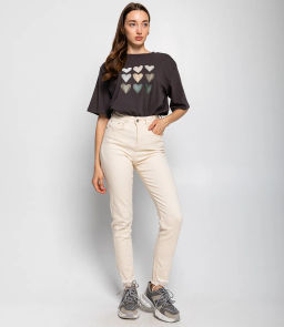 Джинсы #МСК6092, светло-бежевый