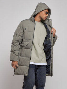 Парка мужская зимняя удлиненная молодежная серого цвета 806Sr