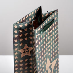 Цена за 2 шт. Пакет подарочный под бутылку, упаковка, 23 февраля, 36?13?10 см