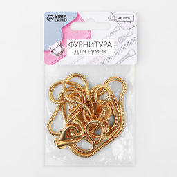 Цена за 2 шт. Цепочка для сумки, с карабинами, железная, 3 мм, 120 см, цвет золотой - Арт узор фото 5