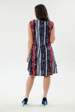 Платье женское из кулирки Кэтрин сине-красный макси - Амадэль фото 10