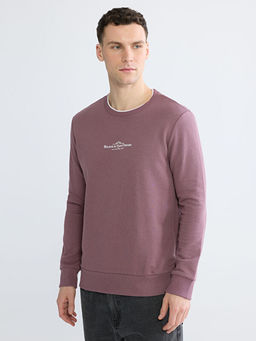 Regular Fit Bisiklet Yaka Bask?l? Erkek Sweatshirt