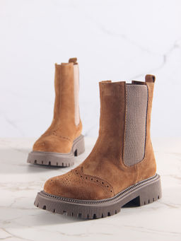 Челси 360.P.taskanaka.Серо-коричневая замша/шерсть