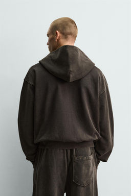 SUDADERA LAVADA CREMALLERA CAPUCHA / Marr?n oscuro - Zara фото 11