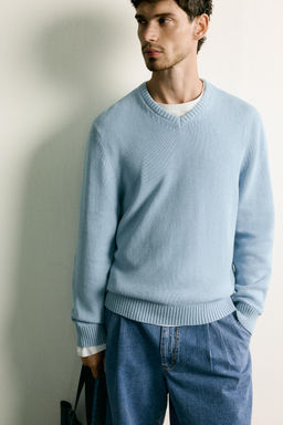 JERSEY REGULAR FIT ALGOD?N - LINO / Azul claro