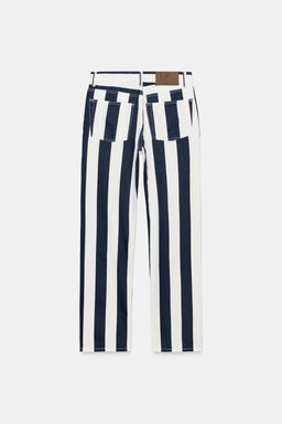ZW COLLECTION MID-RISE STRIPED STRAIGHT-LEG JEANS - Zara фото 5
