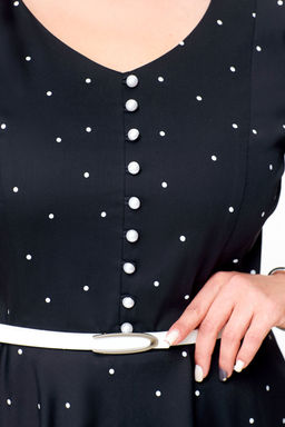 Платье Swallow 719.1 черный+белый горох