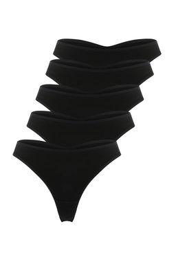 Siyah 5li Paket Pamuklu Tanga Orme Kulot THMSS25KU00048