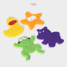 Коврики для ванной на присосках Доляна Зоопарк, 4 шт, детские, 1114 см  фото 2