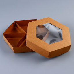 Цена за 5 шт. Коробка - менажница крафт, с ПВХ окном, 6 ячеек, 20×4 см