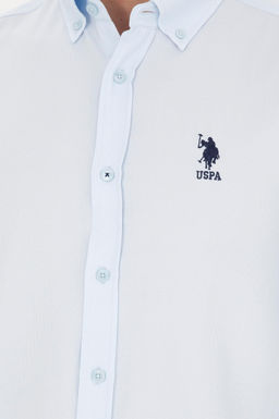 Мужская голубая базовая рубашка с длинным рукавом - U.s. polo assn фото 14