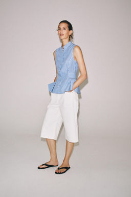 CAMISA PEPLUM RAYAS / Azul / Blanco - Zara фото 6