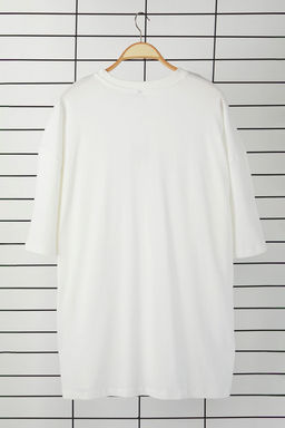 TRENDYOL MAN Buyuk Beden Ekru Oversize/Genis Kesim %100 Pamuklu T-Shirt TMNSS25BF00006 - Trendyolmilla фото 5