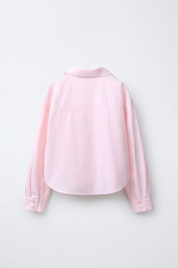 POPLIN SHIRT WITH FAUX PEARL BOW - Zara фото 2