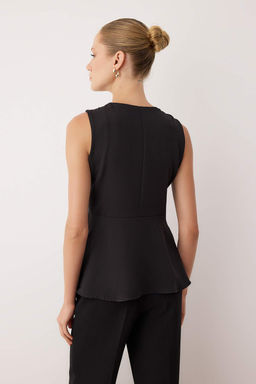 Ekru Fitted Fitted Peplum Kal?p Dokuma Yelek TWOAW26YE00050 - Trendyolmilla фото 8