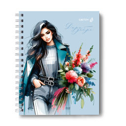 Светоч Т214 Тетрадь общая с твердой обложкой, матовая ламинация A5 80 л. на гребне 65 г/кв.м , белизна 100 % 4 шт. клетка 01568 Весенняя романтика