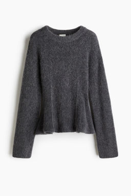Jersey en mezcla de alpaca con peplum
