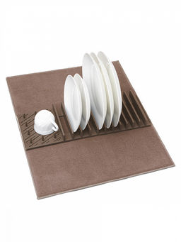 Набор: сушилка пластиковая с ковриком для сушки посуды 45х60 бежевый полиэстер/пластик