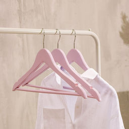 Плечики - вешалки LaDо́m Brillant, 44.5×23×1.2 см, 3 шт., деревянные, широкие плечики, розовые