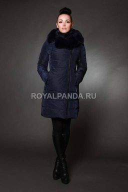 Женская куртка зимняя 1720 цвет темно-синий натуральный мех