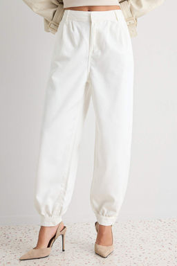 Ekru Tencel Kar___ml_ Pa_a Detayl_ Y_ksek Bel Barrel _alvar Jeans TWOAW27JE00055 - Trendyolmilla фото 3