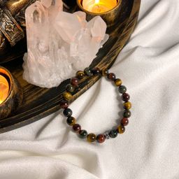 Браслет со вставкой из Тигрового, Соколиного и Бычьего глаза - Радуга самоцветов фото 2