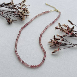 Бусы из Клубничного кварца огранка 45 см +