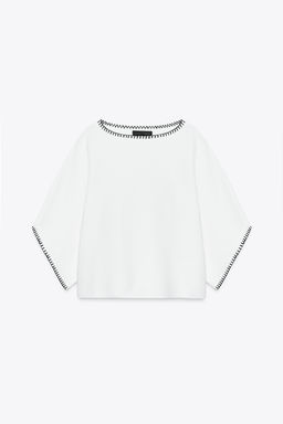 CONTRAST EMBROIDERY KNIT TOP - Zara фото 7