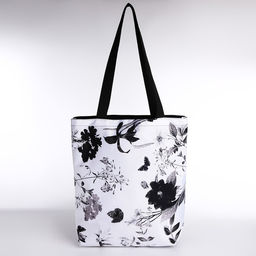 Сумка шопер Цветы, 40х12х38, цвет черный - Nazamok фото 2