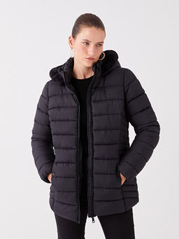 Kap??onlu D?z Uzun Kollu Kad?n ?i?me Mont