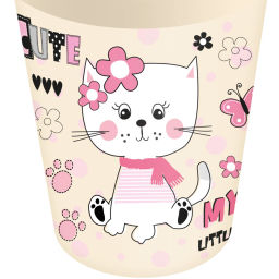 Стакан детский 280мл с декором "Кошечка" (светло-бежевый)