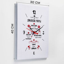 Часы - картина настенные интерьерные «Правила мамы», 30×40 см, на холсте, бесшумные