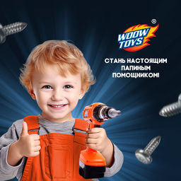 Детский инструмент Шуруповёрт, 3 насадки, на батарейках - Woow toys фото 4