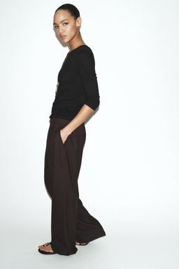 CAMISETA CON LINO EFECTO LAVADO / Negro - Zara фото 3