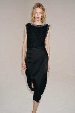 TOP JACQUARD ABALORIOS ZW COLLECTION / Negro